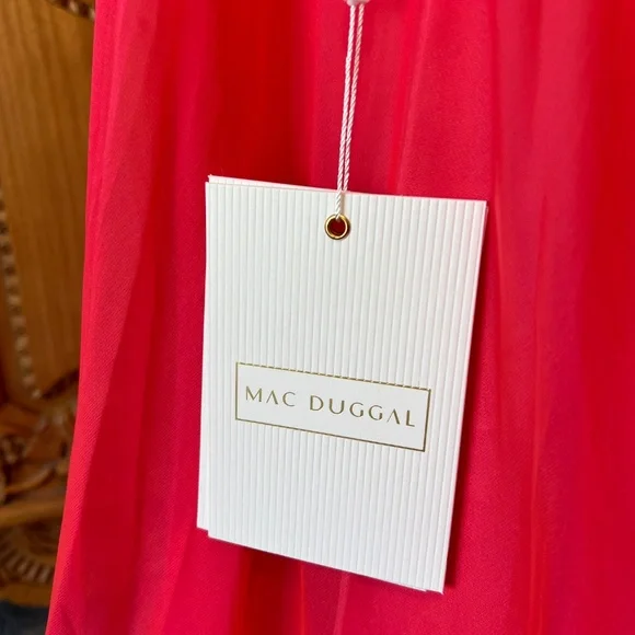 NWT Mac Duggal A67941 Pink Chiffon Evening Gown Maxi Dress Corset Back 4 Ieena - Picture 10 of 12